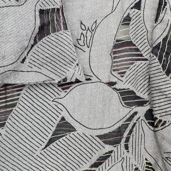 Cut Loose Floral Button Up Shirt Womens M Gray Mature Sheer Lazer Cut Hawiian - Picture 5 of 9